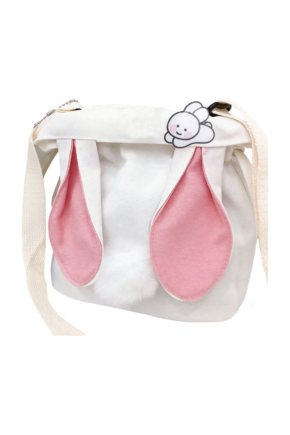 Easter Bunny Backpack Ornament Gift Bag, Small Item Storage Pouch, Mini Outdoor Backpack Decor, Easter Holiday Decoration & Egg Hunt Candy Bag,White