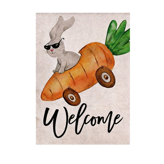 Oioii Easter Garden Flag Cute Double Sided Printing Spring Flag With Bunnies Eggs Plants Suitable For Yard Lawn Easter Holiday Decoration,C