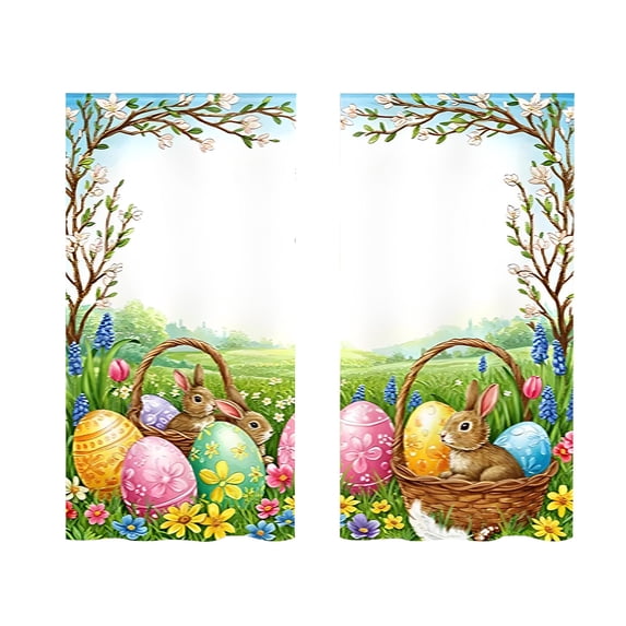 Oioii Easter Themed Kitchen Curtain Set, Sink Divider Curtain & Cabinet Dustproof Curtain, Festive Kitchen Decor Curtains, Multi-Purpose Easter Kitchen Decoration Drapery,As Shown