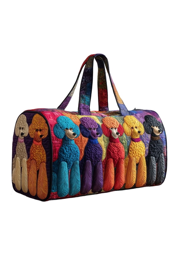 Embroidered Puppy Quilted Travel Tote, Lightweight Portable Spacious Handbag, Durable Wear-Resistant, Fit for Travel, Office Commute, Weekend Outings, Roomy for Daily Belongings,L