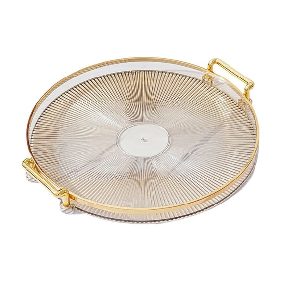 Oioii Fashion Round Tray for Home Living Room Coffee Table, Decorative Serving Tray for Tea Cups Drinks Snacks, Elegant Desktop Storage Tray for Home Kitchen Vanity Countertop Organizer,Beige