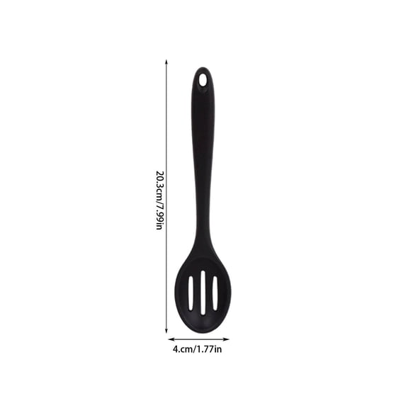 Oioii Food Grade Silica Gel Long-handled Spoon Set, Soup Ladle, Strainer for Noodles and Ramen, Tablespoon, Rice Spoon, Salad Spoon, Multi-functional Kitchen Utensils.,Black