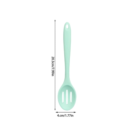 Oioii Food Grade Silica Gel Long-handled Spoon Set, Soup Ladle, Strainer for Noodles and Ramen, Tablespoon, Rice Spoon, Salad Spoon, Multi-functional Kitchen Utensils.,Green