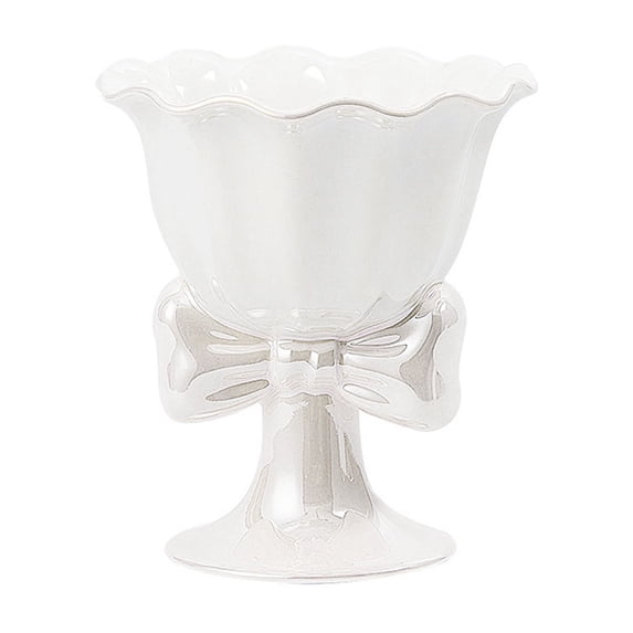 Oioii Footed Dessert Bowls, Cute Ice Cream Bowls Sundae Cups, Yogurt Fruit Snack Cocktail Salad Pudding Serving Bowls, Creative Small Serving Dishes for Home Kitchen,White