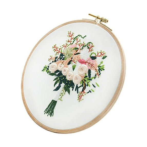 Oioii Full Range of Embroidery Stamped Embroidery Cloth with Floral Pattern DIY Kit, Handmade Needlework Set for Home Decor and Creative Craft Gifts, Mother's Day Gift, Mother's Day Ornament, D
