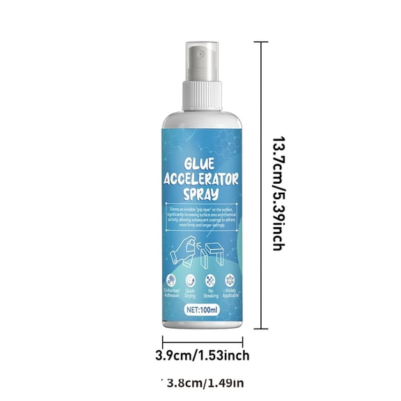 Oioii Glue Accelerator Spray, 100ml Fast Curing Activator for CA Glue, Quick Bonding Adhesive Accelerator, for Wood Metal Glass Plastic Multi-material Bonding Repair Work,As Shown