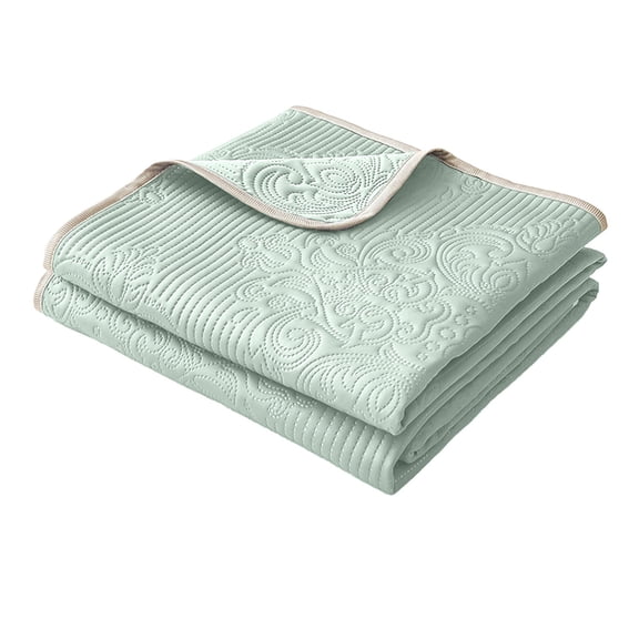 Oioii A Grade Knitted Summer Cool Quilt for Student Dormitory, 59x78.7 Inch Arabesque Pattern Air Conditioning Blanket, Lightweight Breathable Gift for Hot Sleepers,Mint Green