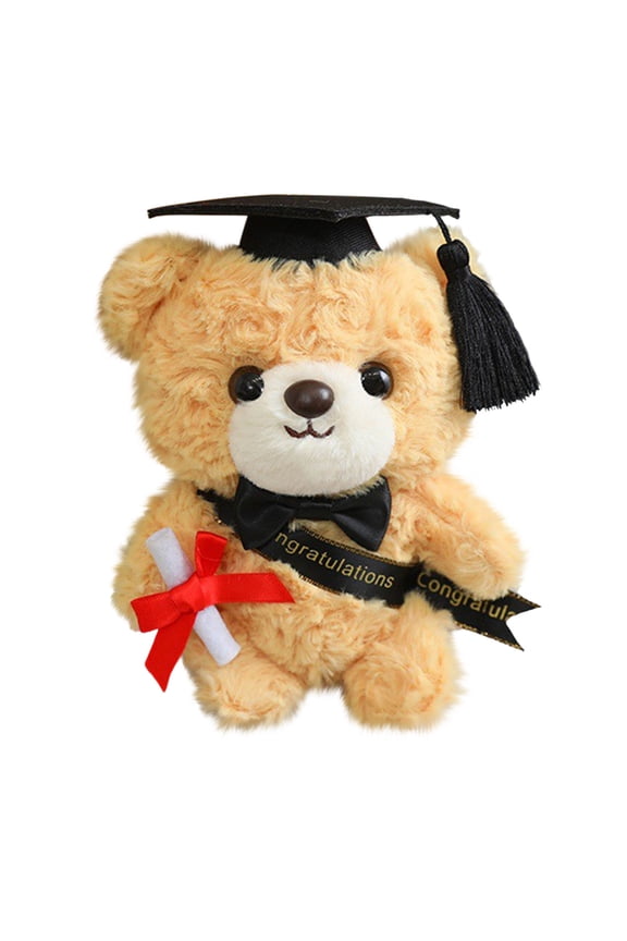 Graduation Bear Keychain, PhD Cap Teddy Bear, Small Stuffed Doll with Mortarboard, Cute Plushie Bag Charm for Backpack and Purse Decoration,A