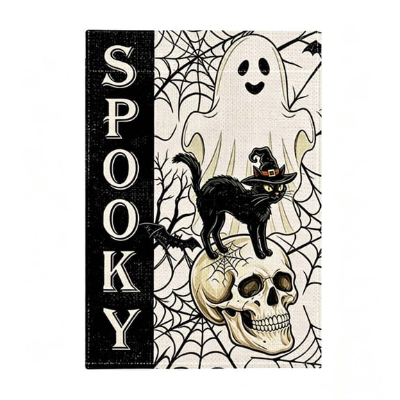 Oioii Halloween Pumpkin Witch Printed Garden Flag, Weather Resistant Polyester Yard Banner, Standard Pole Pocket Design, Outdoor Porch Patio Courtyard Fall Holiday Decor Ornament,A