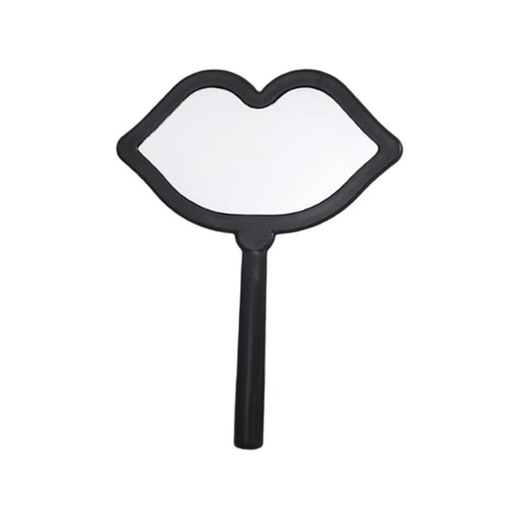 Oioii Handheld Lip Shape Mirror 6.29x4.72in Cute Portable Makeup Mirror for Purse Travel Cosmetic Touch Up Available in Five Colors, For Home Use, Holiday Essentials, Black