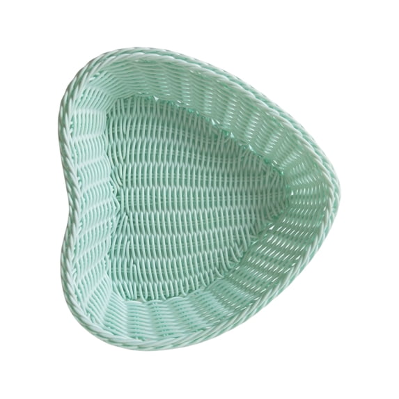 Oioii Heart Shaped Desktop Storage Basket, Plastic Rattan Woven Organizer for Remote Control, Wedding Candy Box, Jewellery and Home Sundries,Green