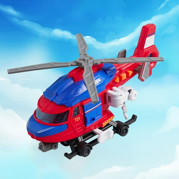 Oioii Helicopter Toy with Lights and Sound,Simulative Rescue Helicopter Vehicles Toys,Pull-Back Propeller Army Toys Toddler Kids Boys Gifts