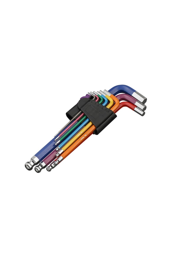 Hex Key Set, 9PCS Metric Allen Key Set, 1.5-10MM, Anti-Slip Long Ball End Hex Wrench Set, Color Coding Hex Key Set for Disassembling Mechanical Equipment, Vehicle, and Bicycle Repairs,A