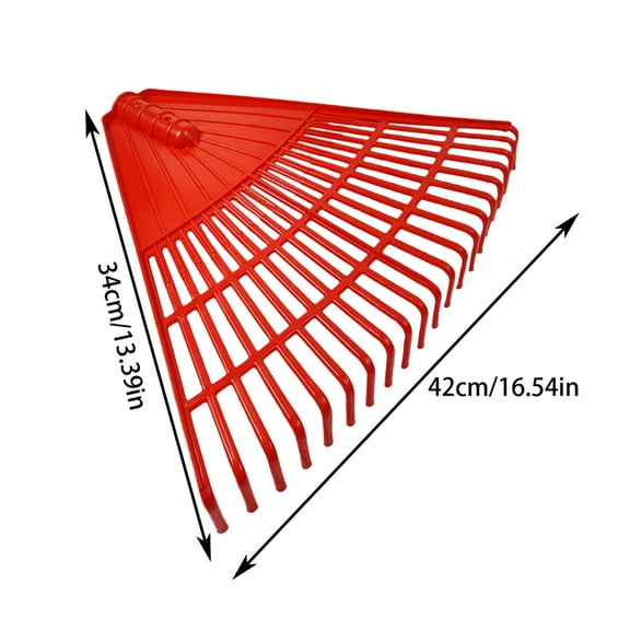 Oioii Horticultural Plastic 21 Tooth Rake, Thickened and Cooked Rubber Agricultural Sanitation Rake, Outdoor Special Tool for Grass Sweeping, Leaf Falling and Garden Cleaning,Red