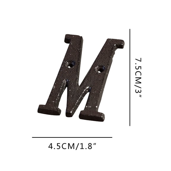 Oioii House Number for Outdoor or Indoor-Premium Rustic Cast Iron Numbers and Letters for DIY Projects or Door, Street, Planter Letter,M