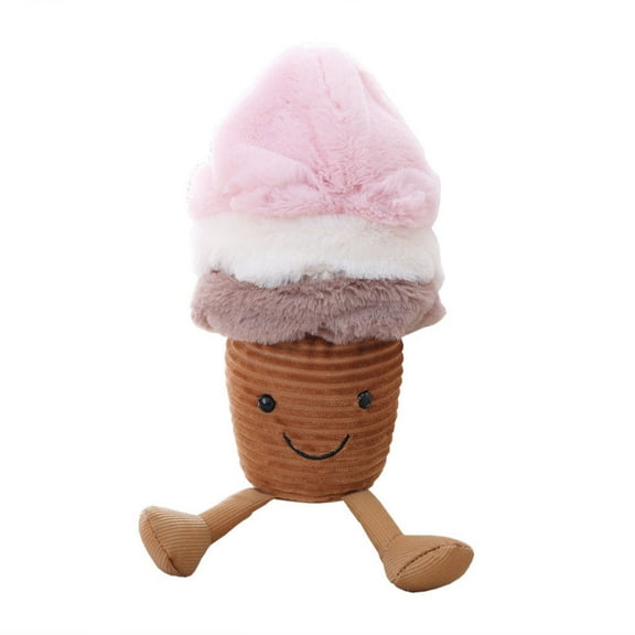 Oioii Ice Cream Shaped Soft Lumbar Cushion Plush Toy, Cute Stuffed Back Support Pillow, Lightweight Comfortable Home & Car Decor Accessory, Soft Cuddly Rest Cushion,As Shown