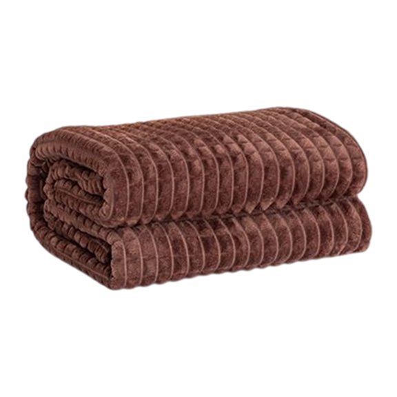 Oioii Imitation Fleece Blanket for Office Nap, 39.4x59.1 In Double Layer Thickened Solid Color Face Blanket, Soft Warm Throw for Bed Sofa Travel,Coffee