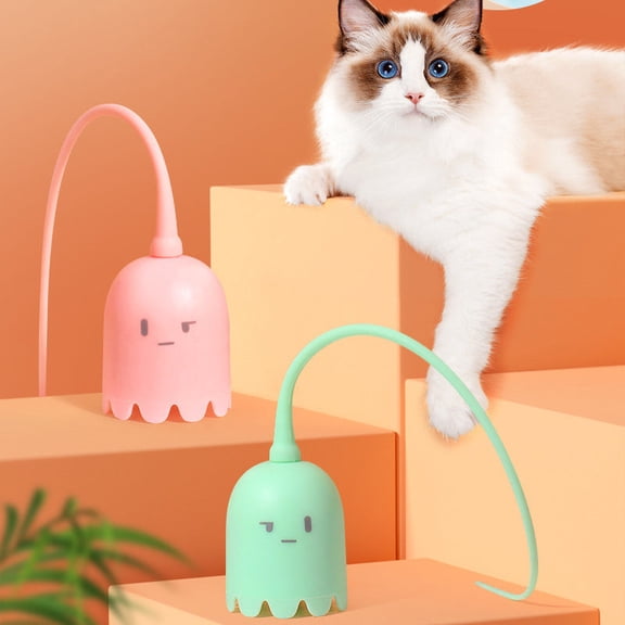Oioii Interactive indoor teaser toy for cats, automatic smart tail toy with self-rotating and rolling function, stimulates hunting instincts, keeps cats entertained,Green