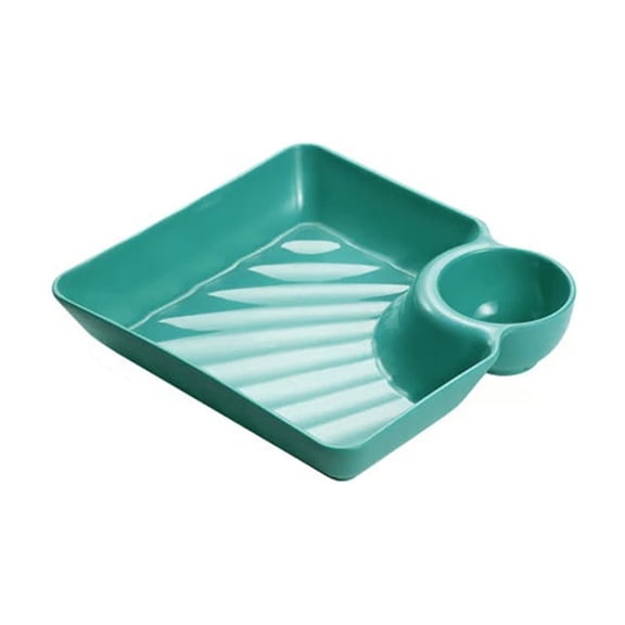Oioii Japanese Style Dumpling Plate with Vinegar Dish, Separated Compartment Design, Food Grade Plastic Reusable for Sushi Snacks, Home Restaurant Use,Green