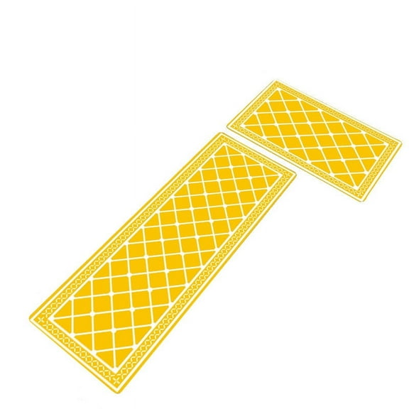 Oioii Kitchen Printed Non-Slip Carpet Set of 2, Microfiber Soft Kitchen Rugs, Absorbent Bathroom Rugs for Kitchen Floor, Bathroom, Laundry Room, Hallway, Non-Slip Backing Home Decor,Yellow