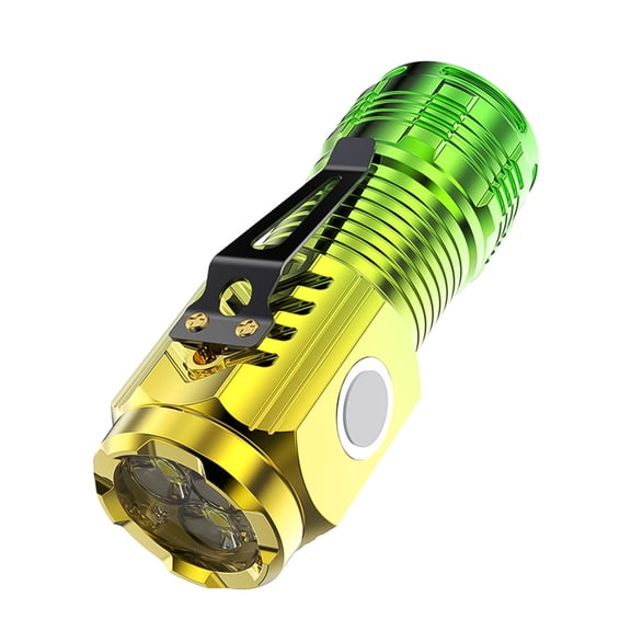 Oioii LED Portable Flashlight with Toggle Clip, 20W Mini Light Source, Built-in Lithium Battery, IPX6 Waterproof, Adsorbable to Metal Surfaces for Outdoor Camping and Emergency.,Gold