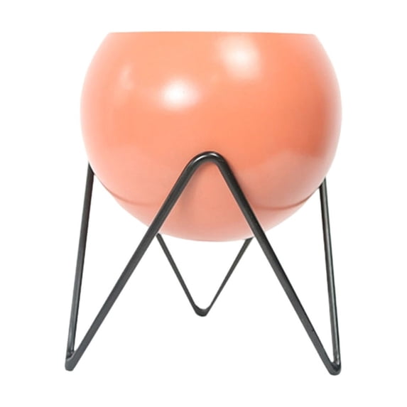 Oioii Large Planters with Stand Decorative Floor Planters Metal Plant Pots with Drainage Holes Stable Display for Living Room Office Garden Balcony and Patio Decoration,Orange