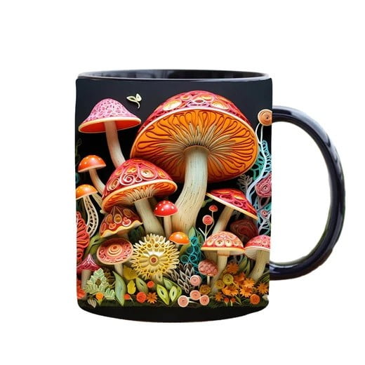 Oioii Magics Mushrooms Mug Fashionable Cup Ceramic Cup Multifunctional Mug,B