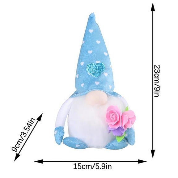 Oioii Mother's Day Creative Love Glow Faceless Old Man Doll, Cute Light-up Gnome Doll with Romantic Design, Perfect for Window Display, Home and Festival Scene Decoration, Sky Blue