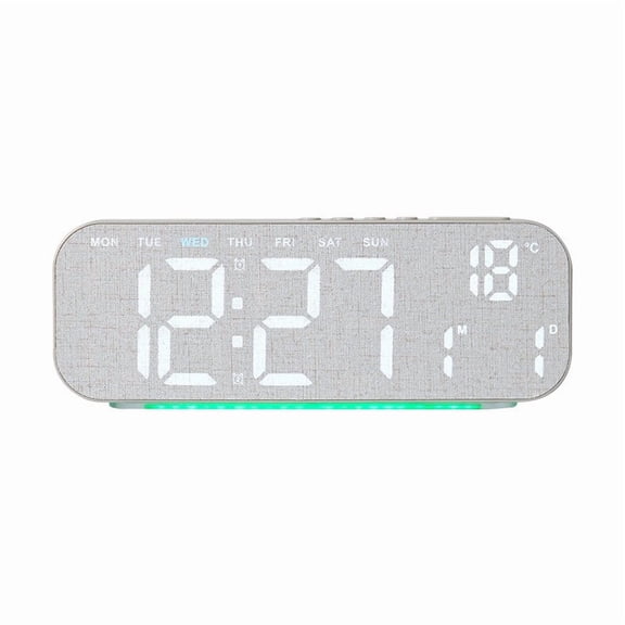 Oioii Multi Functional LED Electronic Alarm Clock With Date Temperature And Time Display Smart Digital Clock For Heavy Sleepers Home Office And Bedroom Decoration,Gray