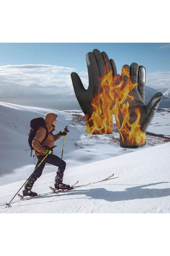 Outdoor Men and Women Double Padded Gloves Winter Windproof Warm Cycling Sports Padded Mountaineering Skiing, Cold Season Essentials, Winter Stuff, Black