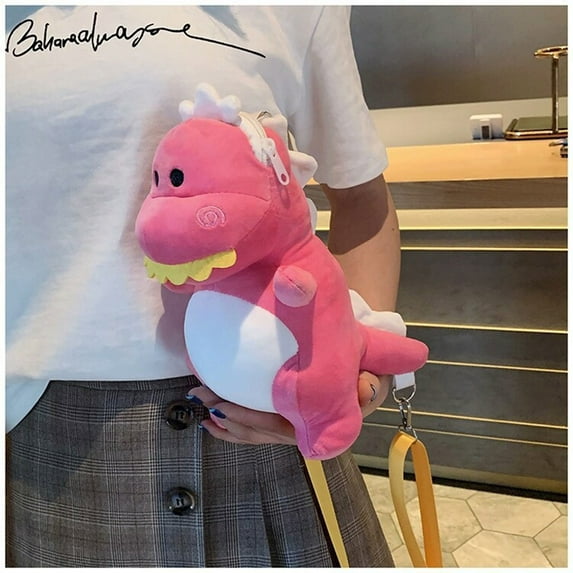 Oioii Plush T Rex Dinosaur Backpack, Dinosaur Stuffed Animal Bag toddler Dinosaur Backpack for 3-5, Dinosaur Gift Bag Plush Dinosaur Toys for Giant Dinosaur Plush backpack adult(Pink)