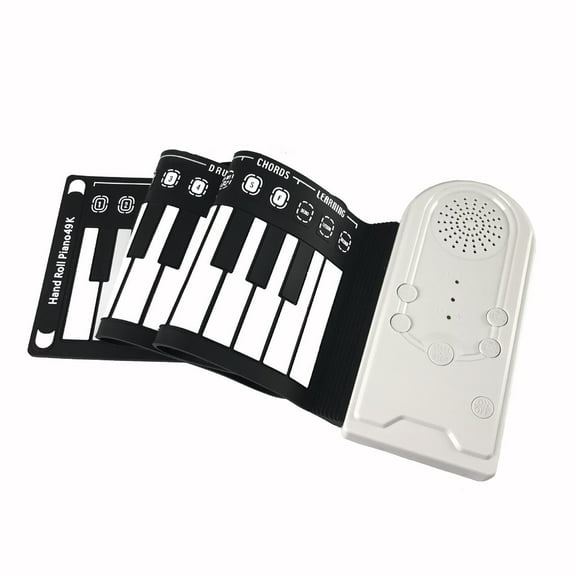 Oioii Portable 49 Keys Flexible Roll Up Piano, Electronic Soft Keyboard Piano, Foldable Handheld Musical Instrument, Lightweight Music Play & Practice Accessory,White