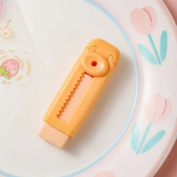 Oioii Push Eraser for Elementarys, No-Mark Clean Roller Design Reduces Paper Scraps and Residue, Back to Shopping, Must Haves, Orange