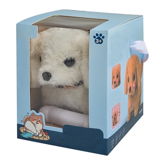 Oioii Realistic Walking & Barking Plush Dog Toy, Interactive Electronic Pet Puppy That Moves and Makes Sounds, Lovely Children’s Gift for Kids and Pet Lovers,White
