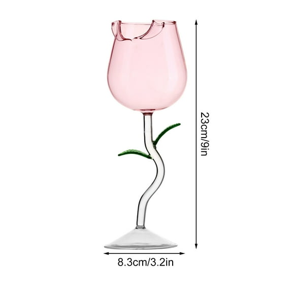 Oioii Rose Wine Glasses Creative Crystal Red Wine Glasses Rose Flower Goblet Cocktail Juice Glass for Valentines Party Bar Wedding,C