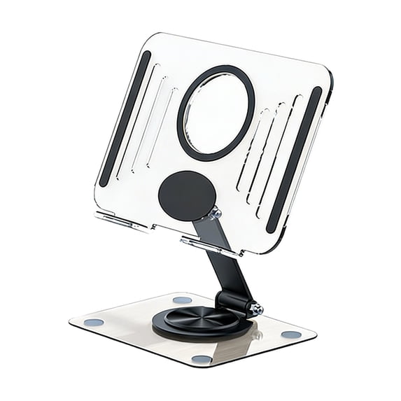 Oioii Rotating Desktop Tablet Stand, Universal Foldable Holder for Phone and Tablet, Portable Adjustable Stand for Home, Office and Travel Use,Black