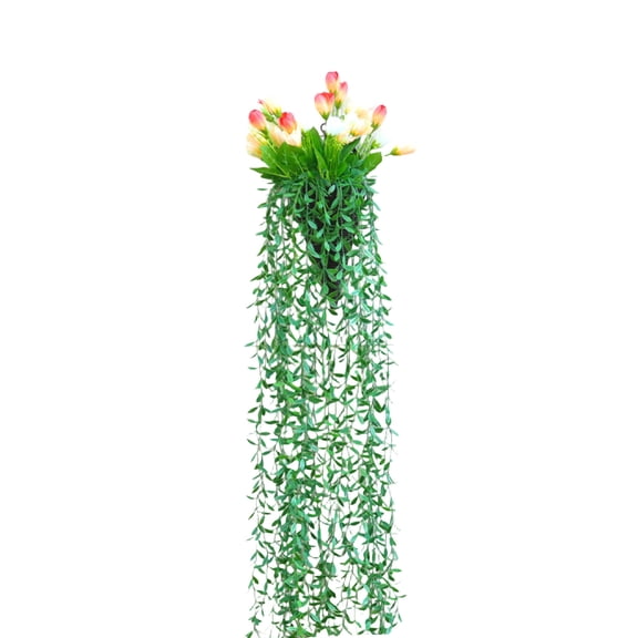 Oioii Simulated Plants Green Weeping Vine, 9.8x39.4 Inches, Wall Mounted Wedding Wall Decoration, Artificial Aquatic Plants for Living Room Office Shop,Red