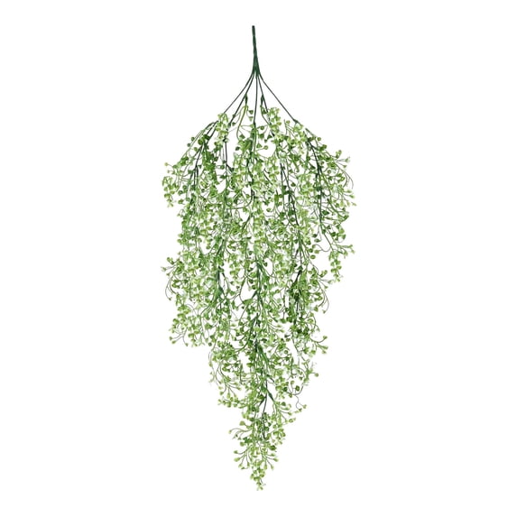 Oioii Simulation Green Plant Rattan with Artificial Flowers, Wall Hanging Faux Greenery Decor for Home, Living Room, Balcony and Indoor Garden Decoration.,White