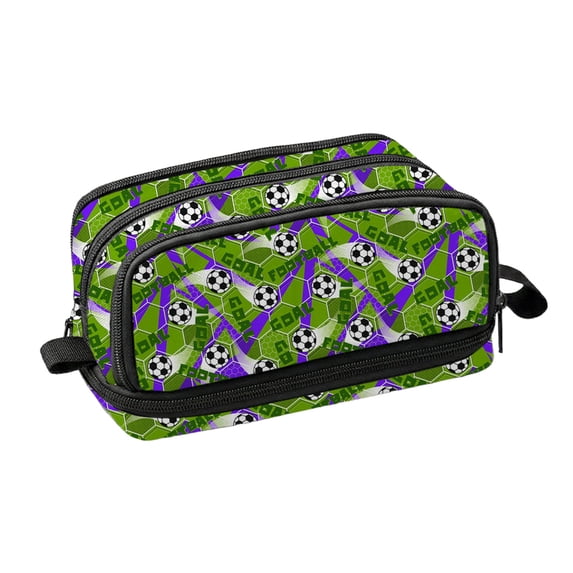 Oioii Six-Layer Large Capacity Pen Case with Soccer Print, Multi-Layer Durable Stationery Bag for s, Spacious Pencil Box for Supplies Organization,B