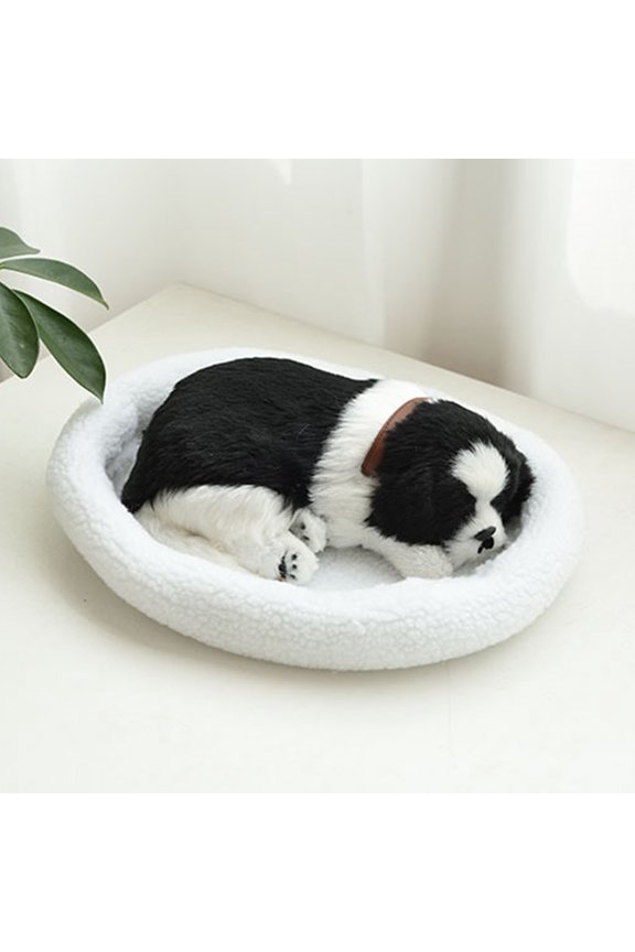 Sleeping Cats Toy, Breathing Dog on Cushion Mini and Dog in Slipper Decor Hand Toy Gift for Kids Boys Girls(D)