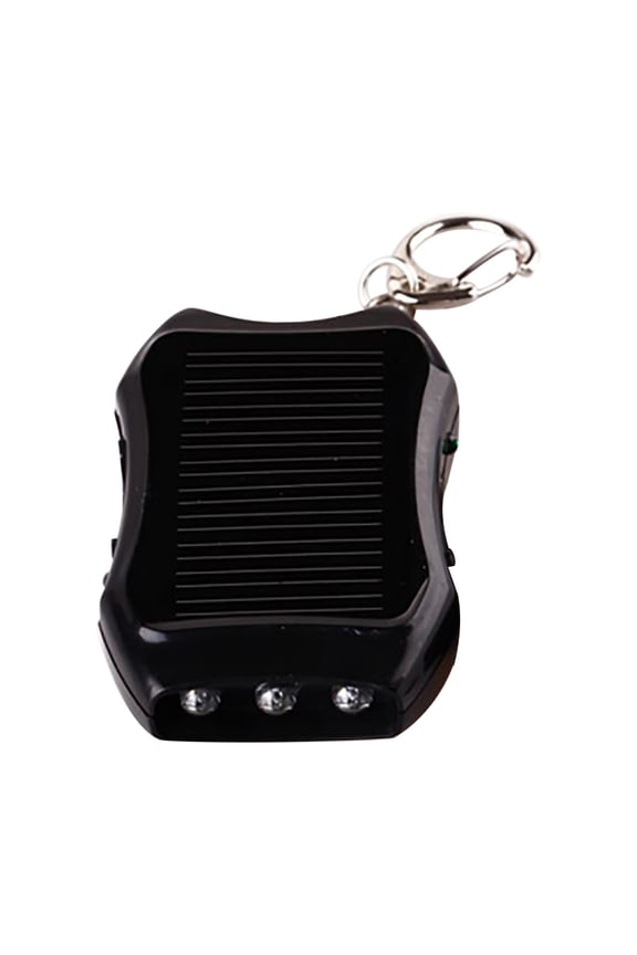 Solar Key Chain with Mini LED Flashlight, Portable Lightweight Keyring, Rechargeable via Mobile Power Supply, Convenient for Outdoor, Night Use and Emergency Lighting,Black