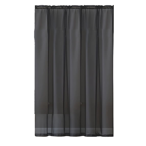Oioii Solid Color Sheer Voile Curtains, Light-Filtering Semi-Sheer Drapes, Polyester Rod Pocket Window Curtains for Bedroom, Living Room and Home Decoration.,Black