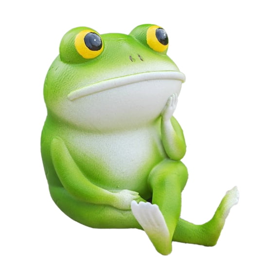 Oioii Thinking Frog Garden Statue Sculpture, Resin Crafts Home Desktop Small Ornaments, Adorable Figurine for Office Decor and Indoor Outdoor Garden Art,As Shown