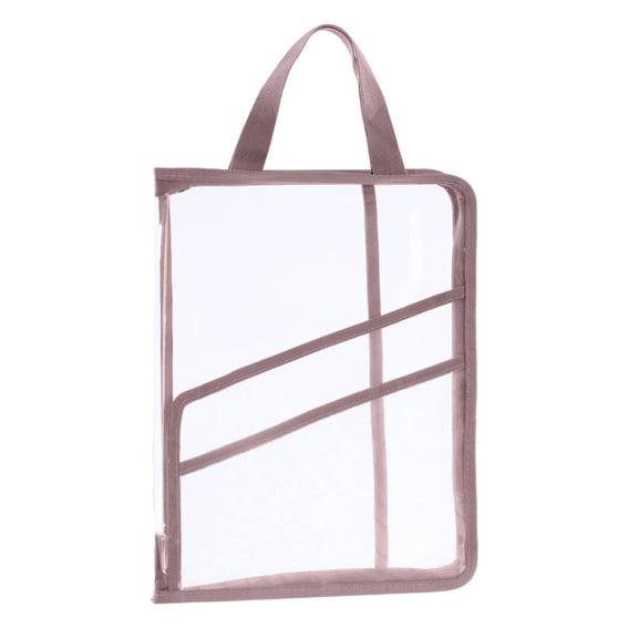 Oioii Transparent A4 file bag with zipper closure. Waterproof plastic protects papers well. Large capacity for storing test papers and documents for students and office staff.,Pink