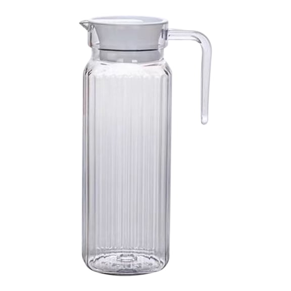 Oioii Transparent Striped Plastic Cold Water Kettle, Large Capacity Cool Tea Pot for Restaurant, Home and Office, Hot and Cold Milk Beverage Dispenser,Clear