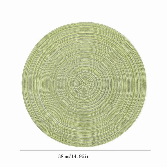 Oioii Washable Woven Vinyl Placemats for Dining Table, Heat-Resistant Oil-Proof Plastic Table Mats, Easy to Clean Wipeable Placemat Set for Home Kitchen Restaurant Indoor Outdoor Decor,Green