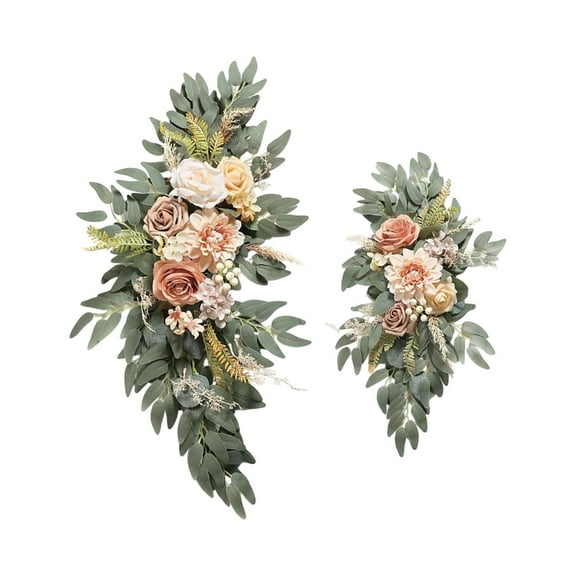 Oioii Wedding Simulation Flower Set, Welcome Arch & Table Flower Signboard, Artificial Floral Arrangement for Wedding Photography, Ceremony Decoration and Event Supplies.,E