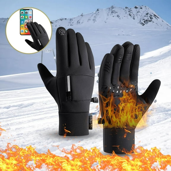 Oioii Winter Outdoor Riding Gloves with Touchscreen and Non-Slip Design, Windproof Warm Sports Gloves for Cycling, Cold Season Essentials, Winter Stuff, Black#3
