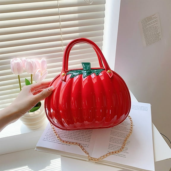Oioii Women Pumpkin Shaped Crossbody Shoulder Bag Unique Weird Handbag Novelty Halloween Pumpkin Bag