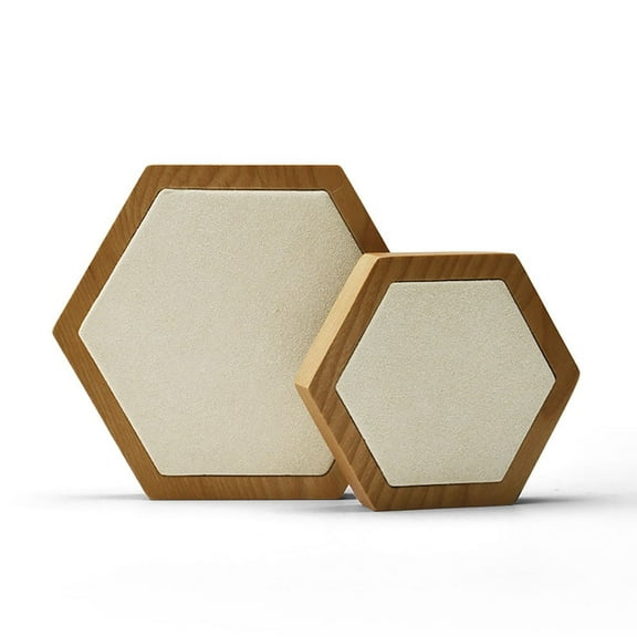 Oirlv 2PCS Hexagonal Solid Wood Jewelry Display Stand, Environmentally Friendly